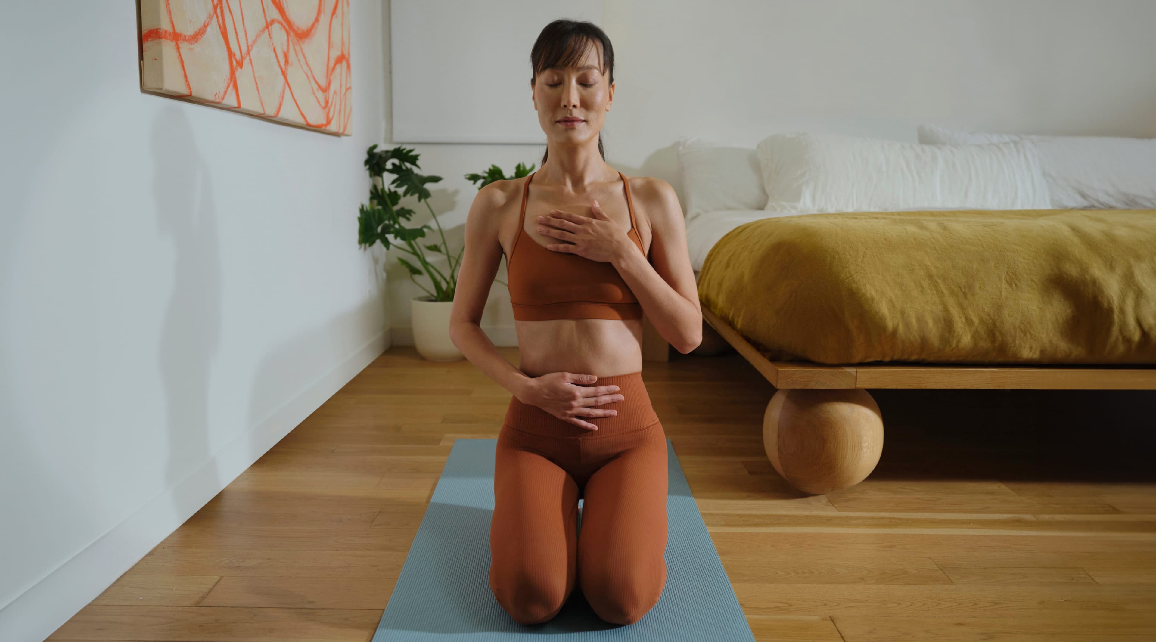 woman breathing excerise
